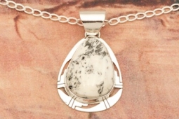 Native American Jewelry Genuine White Buffalo Turquoise Pendant